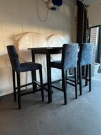 Zwarte Ikea hoge eet/bar tafel + 4 stuks hoge barkrukken, 4 krukken, Ophalen, Zo goed als nieuw, 90 cm of meer