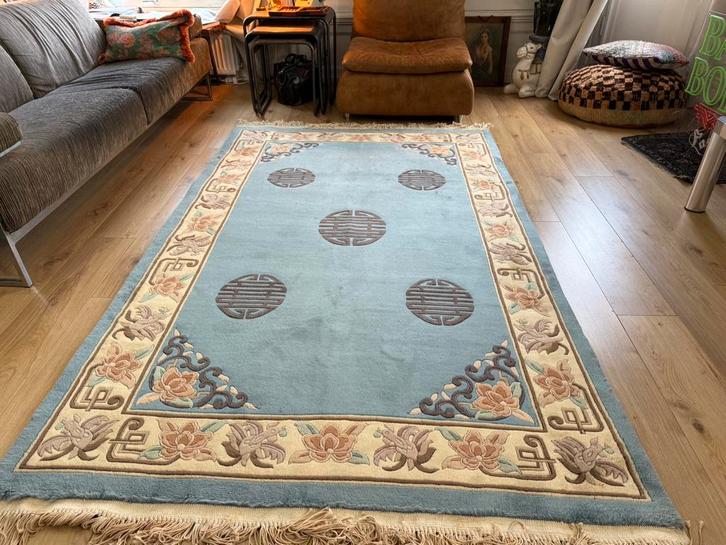 Handgeknoopt vintage Chinees Deco-tapijt – ca. 248  x 155 cm, Huis en Inrichting, Stoffering | Tapijten en Kleden, Zo goed als nieuw