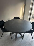 Eettafel rond 130cm betonlook zwart /donkergrijs stalen voet, Huis en Inrichting, Tafels | Eettafels, Ophalen, Zo goed als nieuw