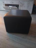 Skai leren poef - Zwart, Ophalen, Minder dan 50 cm, Gebruikt, Vierkant