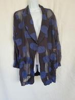 Aparte blouse zwart-blauw glitter doorschijnend mt XL, ., Zwart, Maat 46/48 (XL) of groter, Ophalen of Verzenden