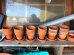 Terracotta mini bloempotjes. 12 stuks. Incl. 9 schoteltjes, Tuin en Terras, Bloempotten, Ophalen of Verzenden, Gebruikt, Rond