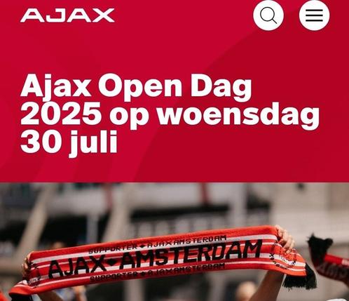 Gevraagd: 2x tickets Open Dag Ajax, Tickets en Kaartjes, Sport | Overige, Twee personen, Juni