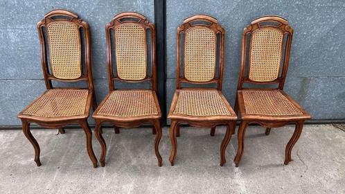 Set van 4 vintage rotan stoelen, Huis en Inrichting, Stoelen, Gebruikt, Vier, Hout, Riet of Rotan, Bruin, Ophalen