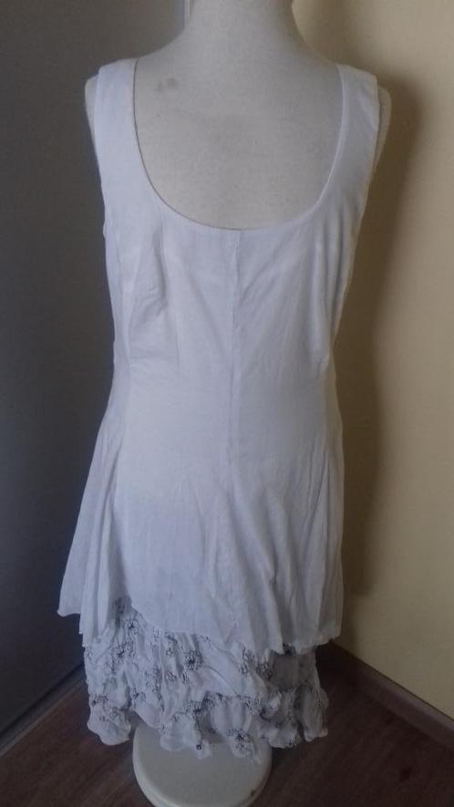 Zomerjurkje van Heart, wit met zwarte stiksel, Kleding | Dames, Jurken, Nieuw, Maat 36 (S), Wit, Onder de knie, Ophalen of Verzenden