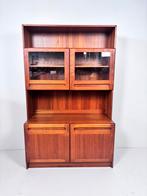 Vintage vitrinekast teak deens highboard, Ophalen, 100 tot 150 cm, C, Zo goed als nieuw