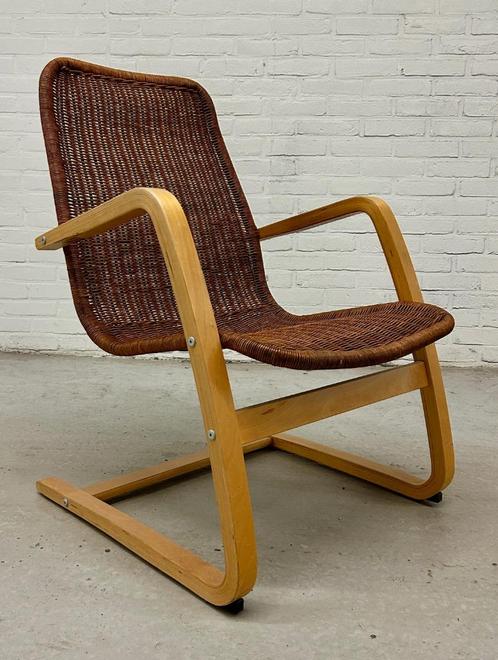 Vintage Ikea - Ps Yngve Ekstrom Pitriet Fauteuil - Lamello, Huis en Inrichting, Fauteuils, Gebruikt, Hout, Riet of Rotan, Ophalen