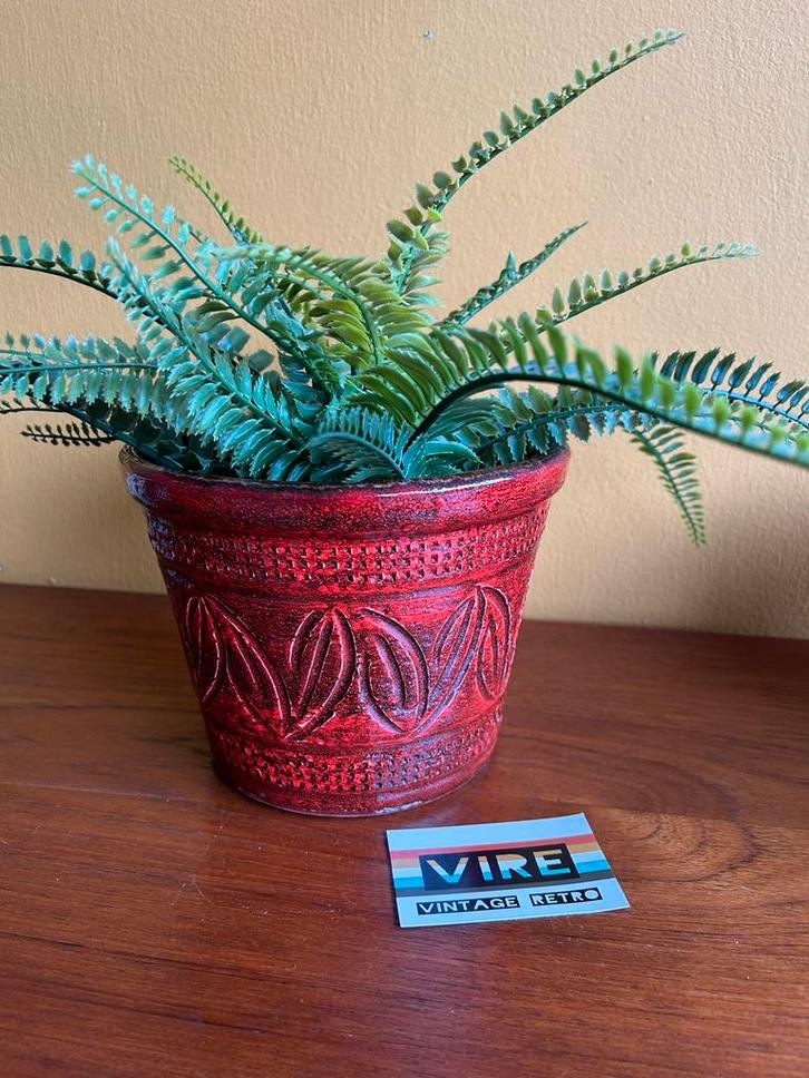 Grote vintage jaren 70 rode bloempot, Tuin en Terras, Bloempotten, Zo goed als nieuw, Ophalen of Verzenden