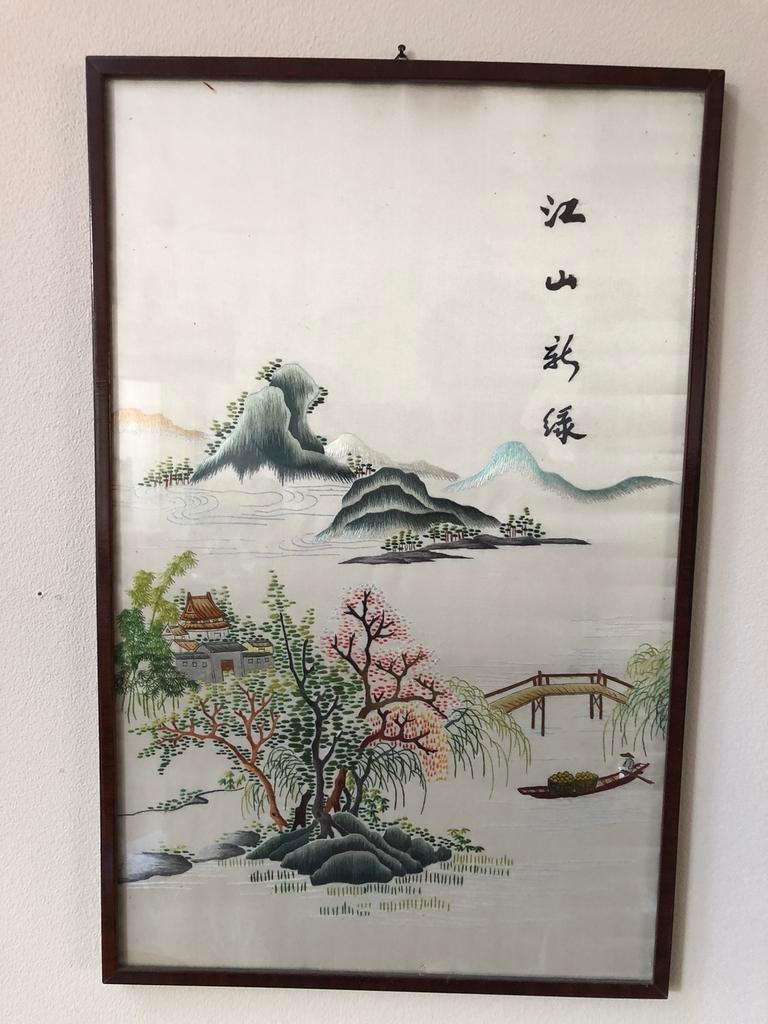 Chinese kunst zijde, Antiek en Kunst, Kunst | Niet-Westerse kunst, Ophalen of Verzenden