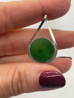 B646 Prachtige 800 zilveren hanger groene jade, Sieraden, Tassen en Uiterlijk, Antieke sieraden, Ophalen of Verzenden, Zilver