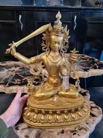 Boeddha beeld brons Manjushri 46 cm, Nepal, Nieuw, Buddha nepal, Ophalen of Verzenden