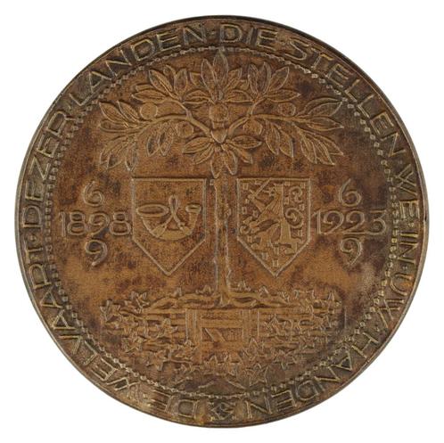 Penning J.J. van Goor : Regeringsjubileum Wilhelmina, 1923, Postzegels en Munten, Penningen en Medailles, Brons, Nederland, Verzenden