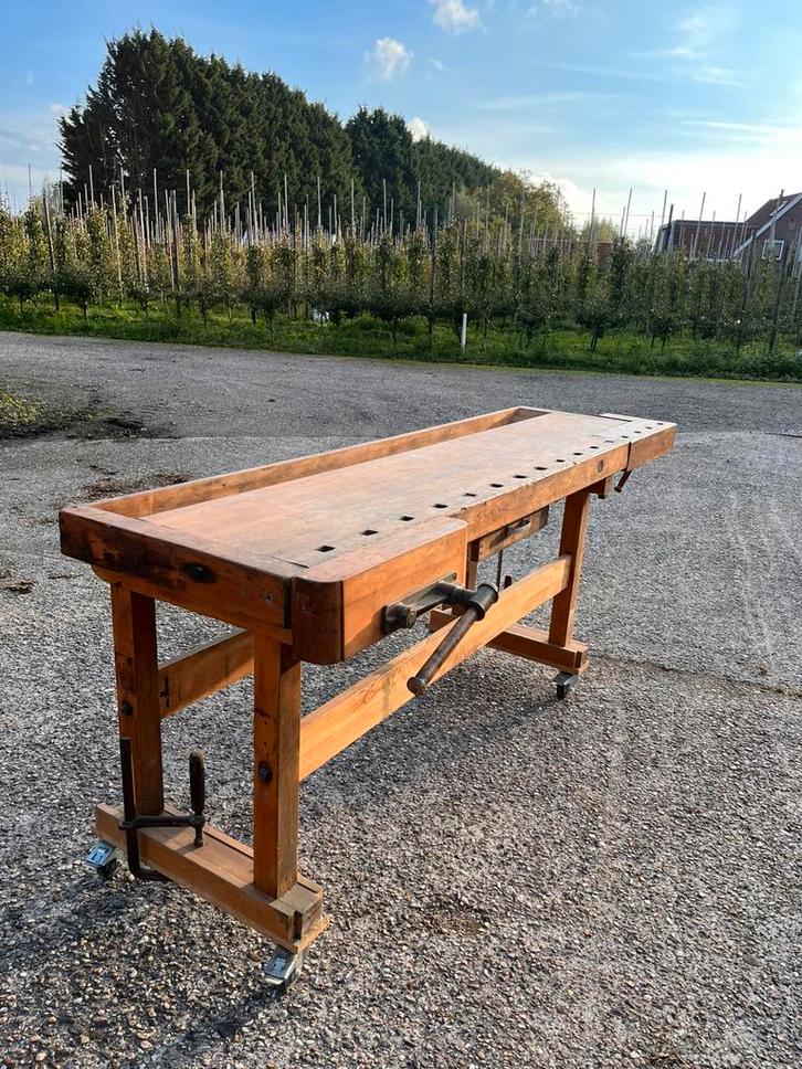 Ulmia massief beukenhouten werkbank / meubelmakerswerkbank, Doe-het-zelf en Verbouw, Werkbanken, Gebruikt, 170 cm of meer, Bankschroef