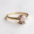 Vintage 10K goud solitaire ring rooskwarts rose quartz 17,25, Sieraden, Tassen en Uiterlijk, Ringen, Ophalen of Verzenden, Zo goed als nieuw