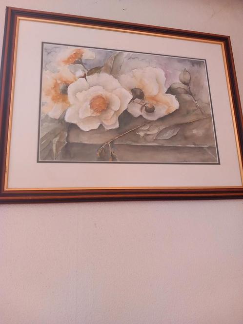 Aquarel Camelia - Bas Bontenbal - Ingelijst, Antiek en Kunst, Kunst | Overige Kunst, Ophalen