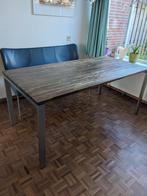 Eettafel met stalen onderstel, Huis en Inrichting, Tafels | Eettafels, 50 tot 100 cm, 150 tot 200 cm, Gebruikt, Metaal