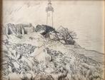 Mooie tekening van Fons Volders (1894-1972) duinen vuurtoren, Antiek en Kunst, Ophalen of Verzenden