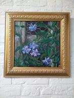 SCHILDERIJ (o.o.d.) Clematis , in gouden lijst 41,5x 41,5 cm, Antiek en Kunst, Kunst | Schilderijen | Klassiek, Ophalen of Verzenden
