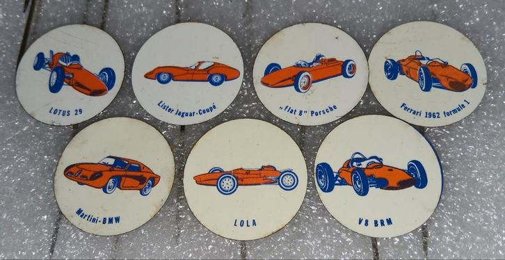 7 Speldjes Oude Race Auto's - Lotus, Ferrari, Porsche, Verzamelen, Speldjes, Pins en Buttons, Ophalen of Verzenden