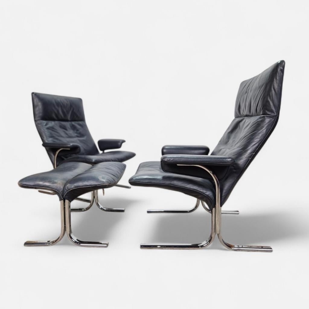 Setprijs! De Sede DS-2030 2x lounge chair + ottoman, vintage, Ophalen, Gebruikt, De Sede, 75 tot 100 cm