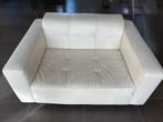 Witte leren loveseat - Gebruikt, maar goed!, Huis en Inrichting, Fauteuils, Ophalen, Gebruikt, Leer, 75 tot 100 cm