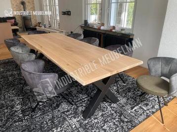 Industriele Eettafel Massief Eiken Boomstam Tafels Eikenhout - afbeelding 13