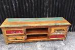 Scrapwood re-used boot hout tv meibel kast Indonesie Bali, Huis en Inrichting, Kasten | Televisiemeubels, Verburgt Vintage, 100 tot 150 cm