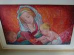 vintage schilderij moeder+kinderen 60er Nielsen F., Ophalen
