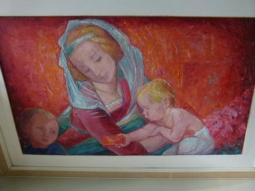 vintage schilderij moeder+kinderen 60er Nielsen F., Antiek en Kunst, Kunst | Schilderijen | Klassiek, Ophalen