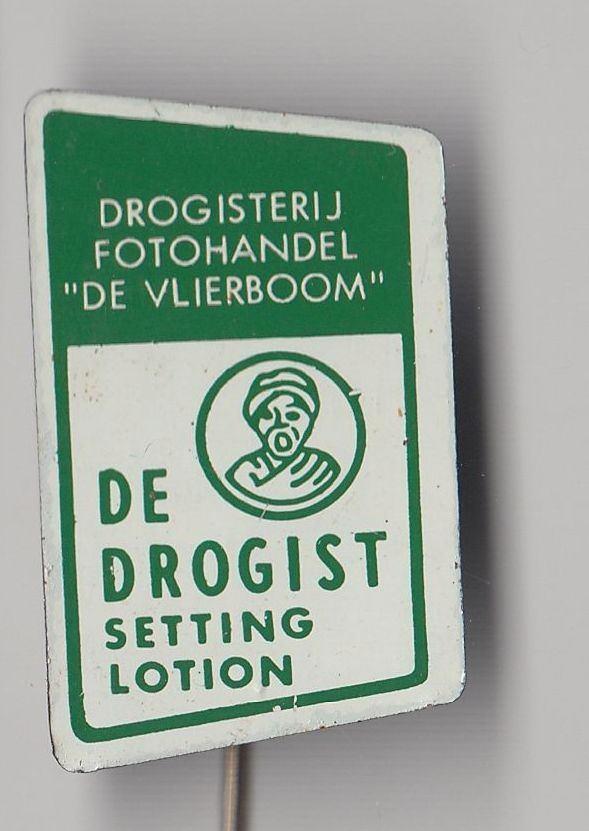 De Drogist Setting Lotion Den Haag de Vlierboom speldje, Verzamelen, Speldjes, Pins en Buttons, Gebruikt, Speldje of Pin, Overige onderwerpen