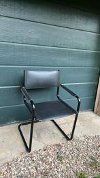 Zwart buisframe leren stoel Marcel Breuer stijl, Huis en Inrichting, Stoelen, Ophalen, Zo goed als nieuw, Zwart, Eén