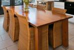 6+2 stoelen eetkamer rotan., Ophalen, Zo goed als nieuw, Bruin