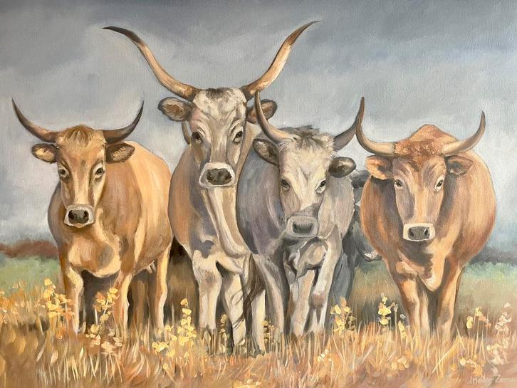 Schilderij taurussen, Antiek en Kunst, Kunst | Schilderijen | Klassiek, Ophalen of Verzenden