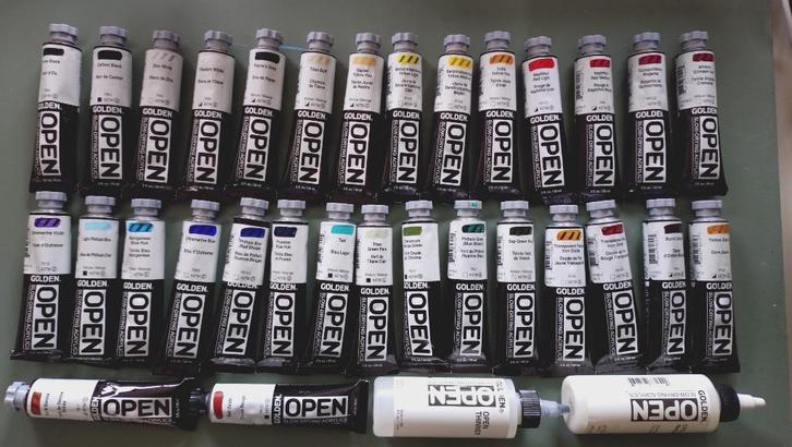 Collectie Golden Open Acrylverf 31 kleuren en extras, Hobby en Vrije tijd, Schilderen, Zo goed als nieuw, Acrylverf, Ophalen of Verzenden