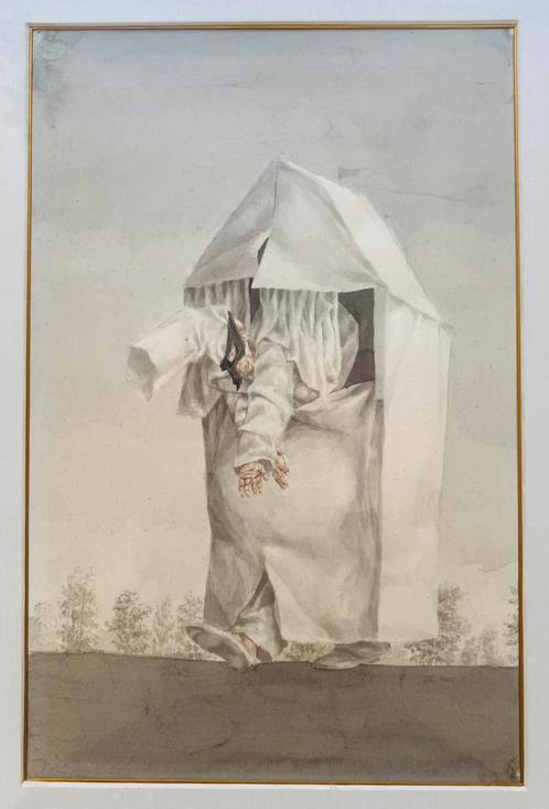 Peter Vos - 'Pulcinella' origineel werk op groot formaat, Antiek en Kunst, Kunst | Tekeningen en Foto's, Ophalen of Verzenden