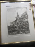 Rotterdam, CHARLOIS, Oude Kerkje, ets van HW BIJL in lijstje, Antiek en Kunst, Kunst | Etsen en Gravures, Ophalen of Verzenden