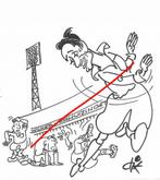 Karikatuur Faas Wilkes door Dik Bruynesteyn, Ophalen of Verzenden, Zo goed als nieuw, Poster, Plaatje of Sticker