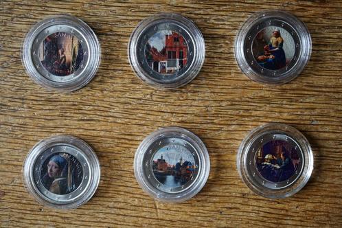 6 EUROMUNTEN IN KLEUR, UNC met schilderijen Johannes Vermeer, Postzegels en Munten, Munten | Europa | Euromunten, Ophalen of Verzenden