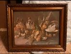 antiek schilderij tafel met fruit met lijst 29x36, Antiek en Kunst, Ophalen of Verzenden