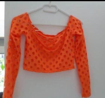 Korte oranje top, maat S ( Nieuw) beschikbaar voor biedingen