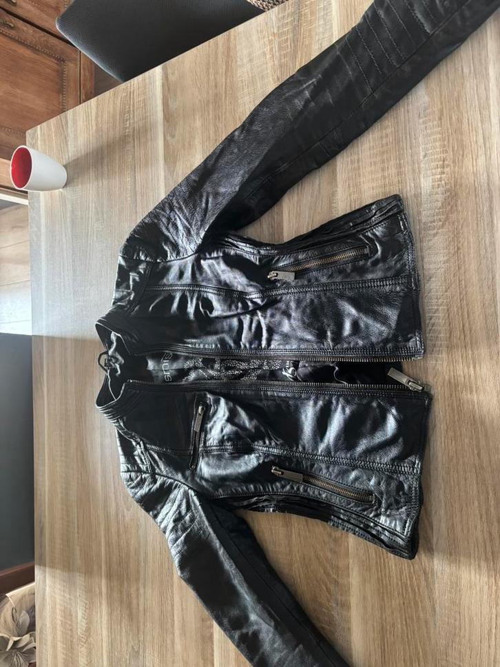 Leer jasje van transmission, Kleding | Dames, Jassen | Zomer, Gedragen, Maat 34 (XS) of kleiner, Zwart, Ophalen of Verzenden