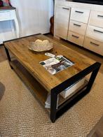 Mooie staal met mangohouten salontafel, Ophalen, 100 tot 150 cm, 50 tot 100 cm, Zo goed als nieuw