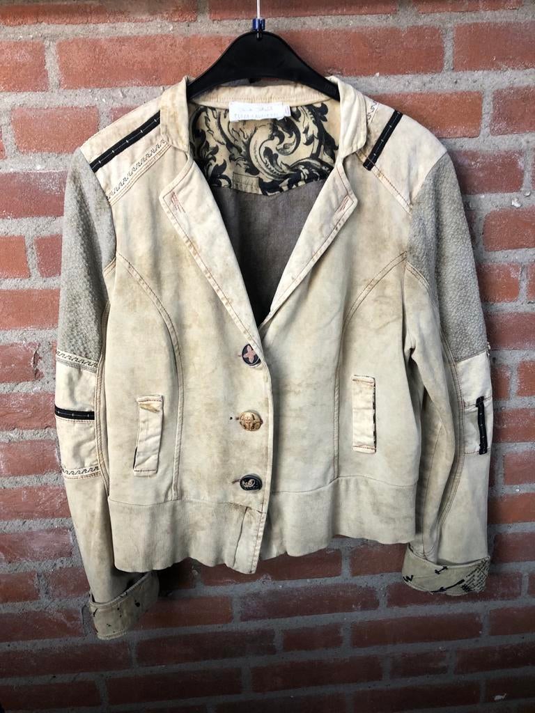 Elisa Cavaletti Club verfraaid blazerjack maat M, Maat 38/40 (M), Beige, Ophalen of Verzenden, Jasje