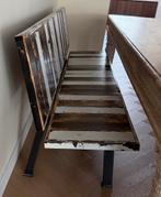 Unieke bank eettafel zwart/wit sloophout ijzeren onderframe, Huis en Inrichting, Ophalen, Minder dan 75 cm, 150 tot 200 cm, Driepersoons