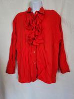Gave rode blouse mt grote roesjeskraag mt L, ., Maat 42/44 (L), Ophalen of Verzenden, Zo goed als nieuw