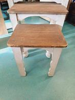 Miniset met 3 brocante nesting tafels, bijzettafels., 45 tot 60 cm, Minder dan 55 cm, Gebruikt, .