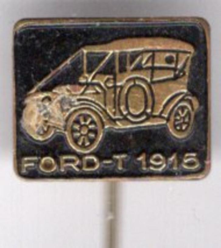 Ford-T 1915 zwart op koper oldtimer auto speldje ( B_052 ), Verzamelen, Speldjes, Pins en Buttons, Zo goed als nieuw, Speldje of Pin