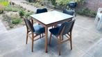 Set Vintage eettafel met 4 stoelen, Ophalen, Retro / vintage, Gebruikt, 50 tot 100 cm