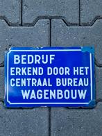 Emaille bord wagenbouw, Ophalen of Verzenden, Gebruikt, Reclamebord