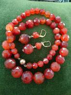 Antiek collier carneool met oorhangers, Sieraden, Tassen en Uiterlijk, Antieke sieraden, Verzenden, Overige materialen, Ketting